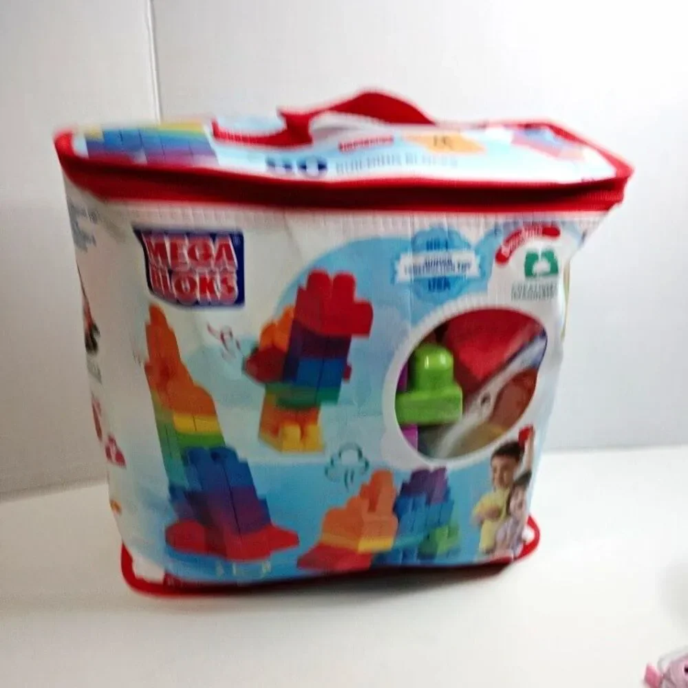 Mega Bloks 80-Piece Interlocking Blocks Set, Age 1+, Storage Carry Bag